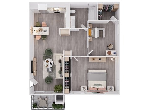 Floor plan for 2 beds, 1 bath, 640 sqft